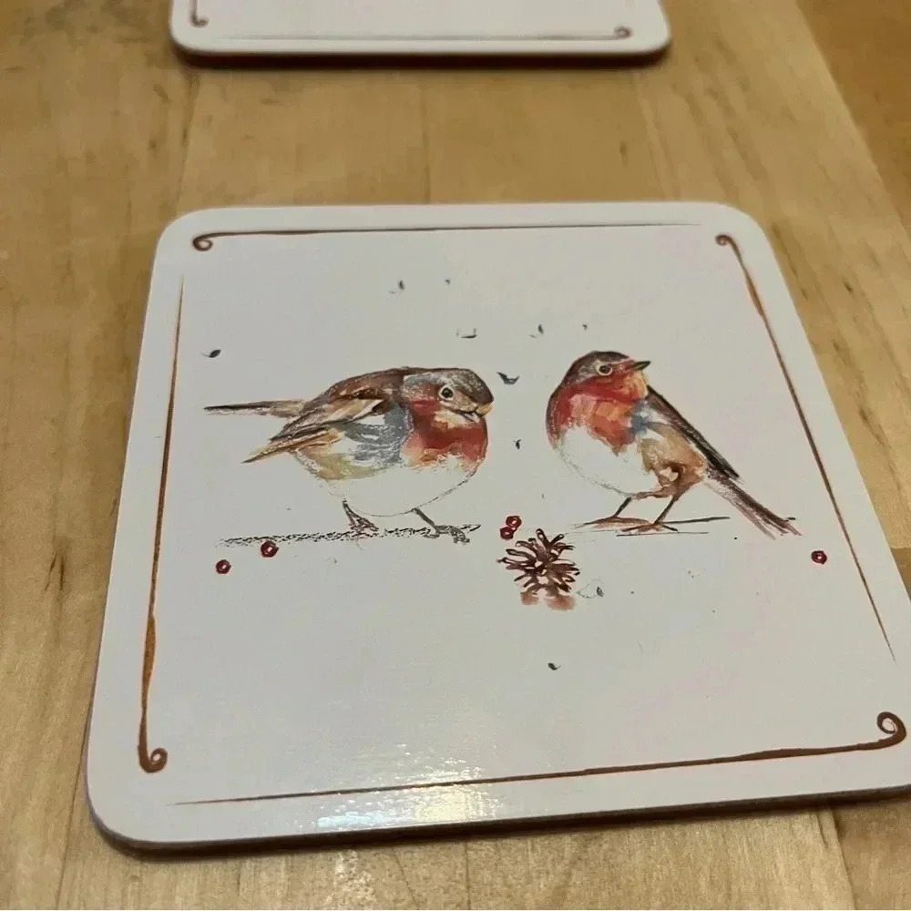 Robin Bird Drink Coaster Set Of 4 England - Picture 3 of 8
